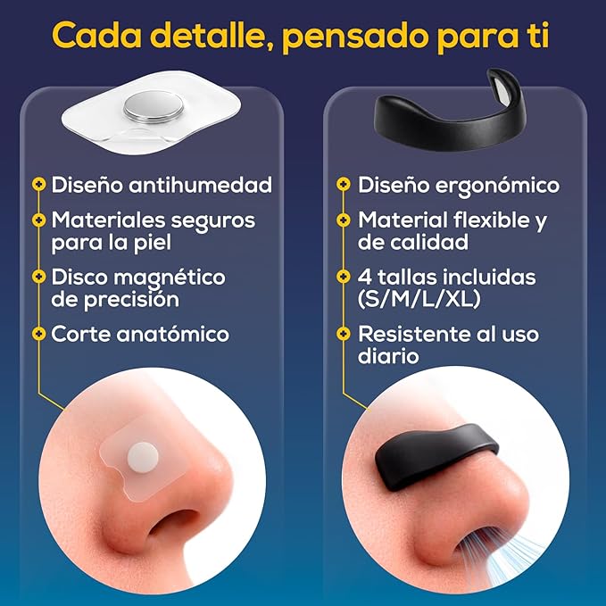 Tiras Nasales Magnéticas Máximo Oxígeno para Deporte y Descanso